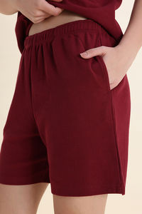 Zivame 2 Mile Fashion Knit Cotton Loungewear Set - Deep Claret — thumbnail 7